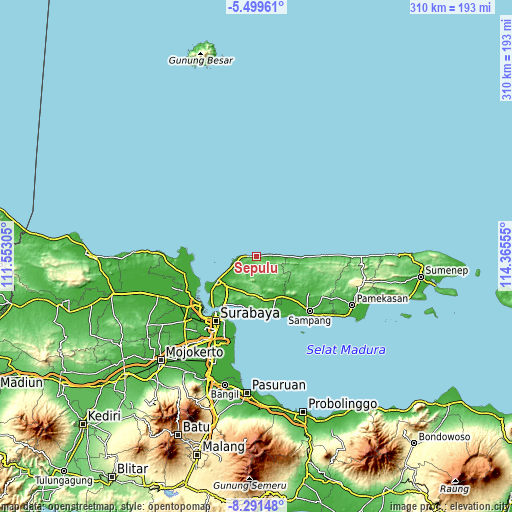 Topographic map of Sepulu