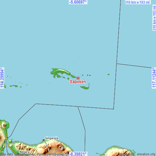 Topographic map of Sapeken