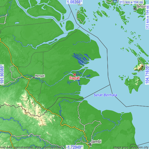 Topographic map of Sapat