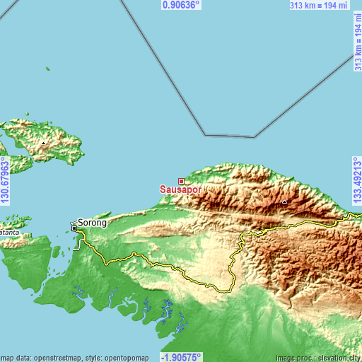 Topographic map of Sausapor