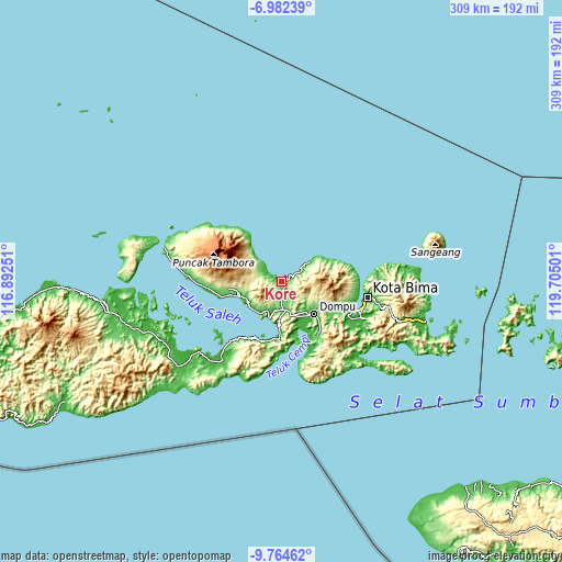 Topographic map of Kore
