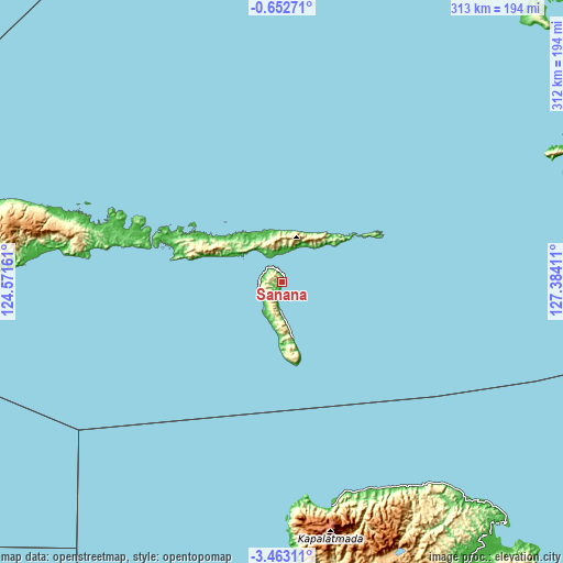 Topographic map of Sanana