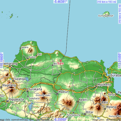 Topographic map of Sale