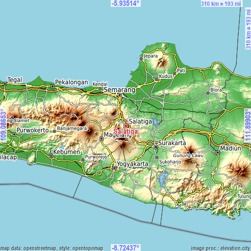 Topographic map of Salatiga