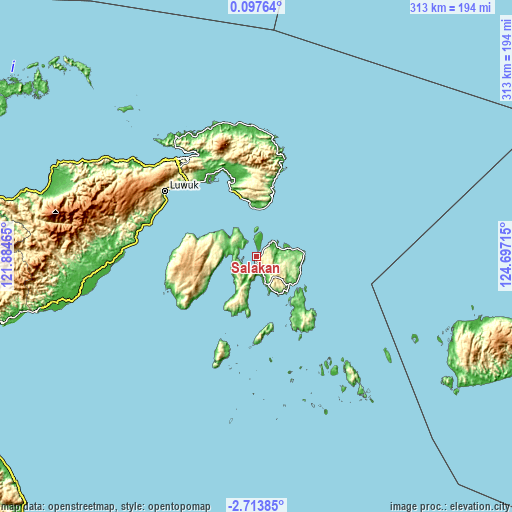 Topographic map of Salakan