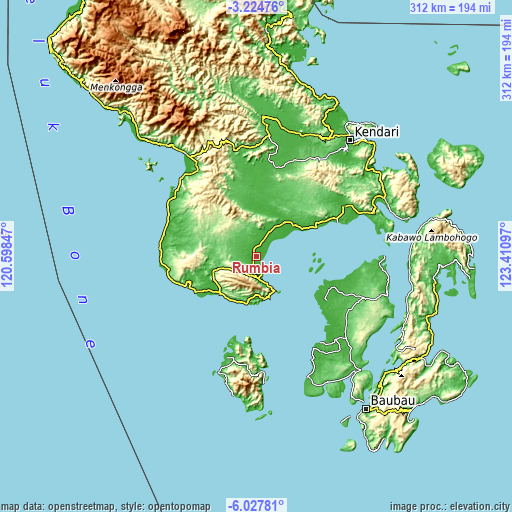 Topographic map of Rumbia