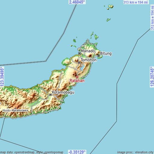 Topographic map of Ratahan