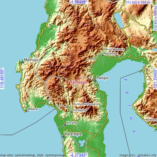 Topographic map of Rantepao