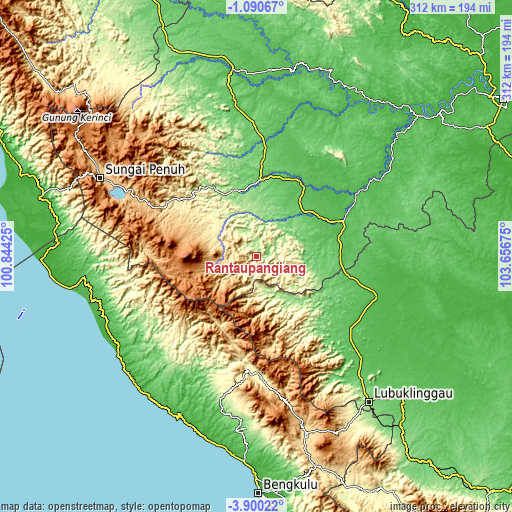 Topographic map of Rantaupangiang