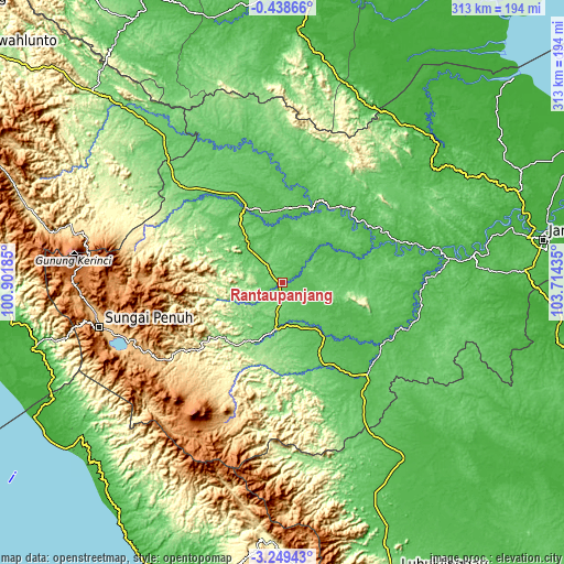 Topographic map of Rantaupanjang