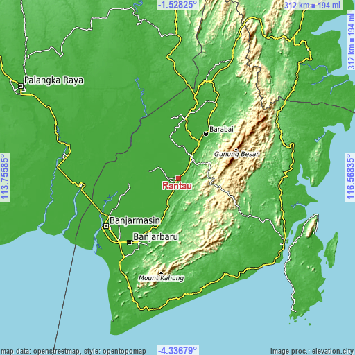 Topographic map of Rantau