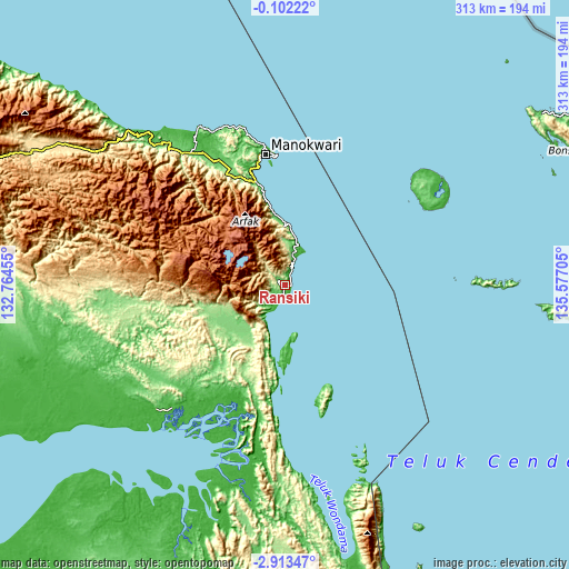 Topographic map of Ransiki