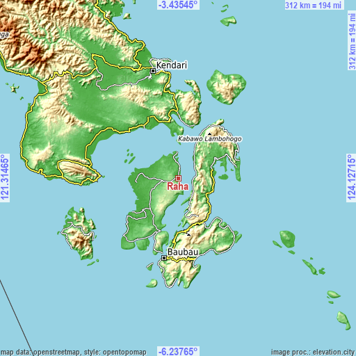 Topographic map of Raha