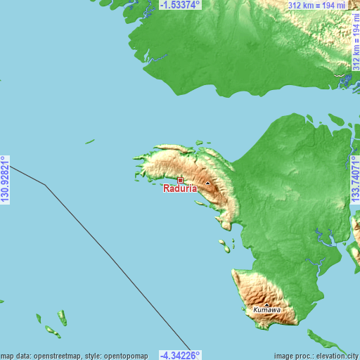 Topographic map of Raduria