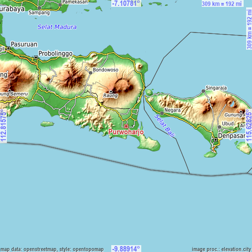 Topographic map of Purwoharjo