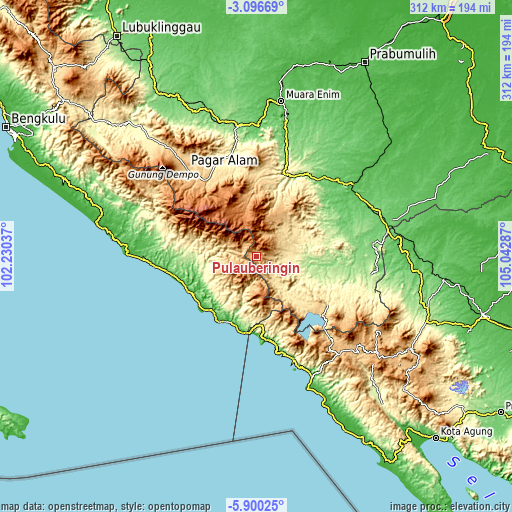 Topographic map of Pulauberingin