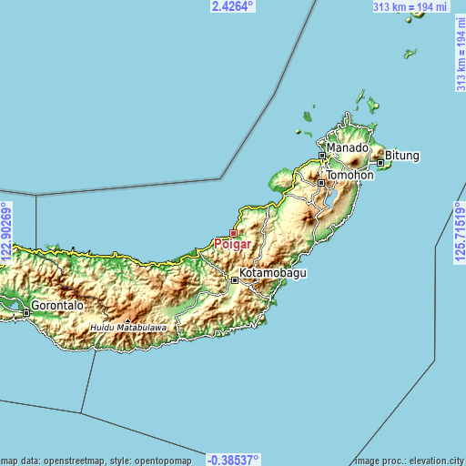 Topographic map of Poigar