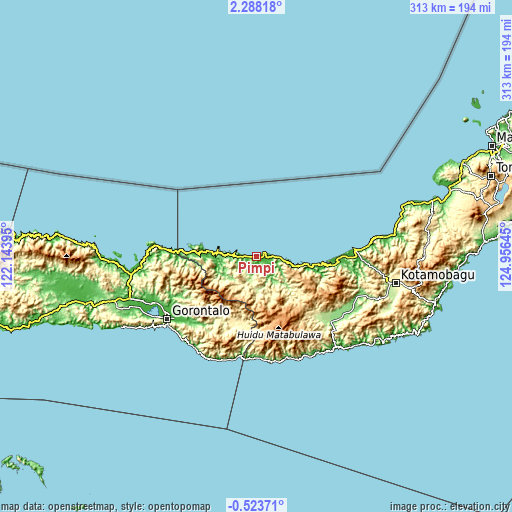 Topographic map of Pimpi