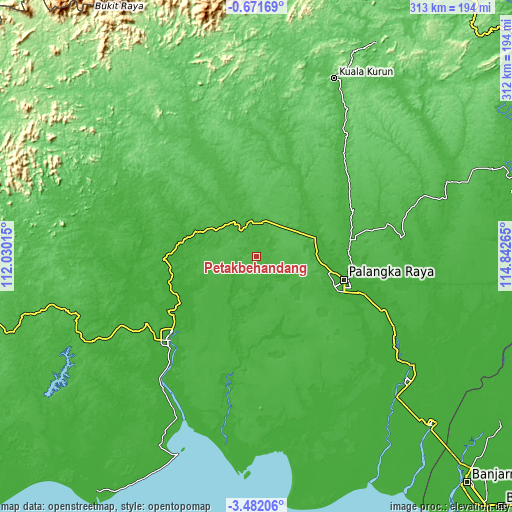Topographic map of Petakbehandang