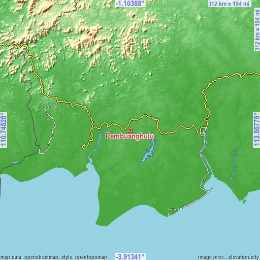 Topographic map of Pembuanghulu