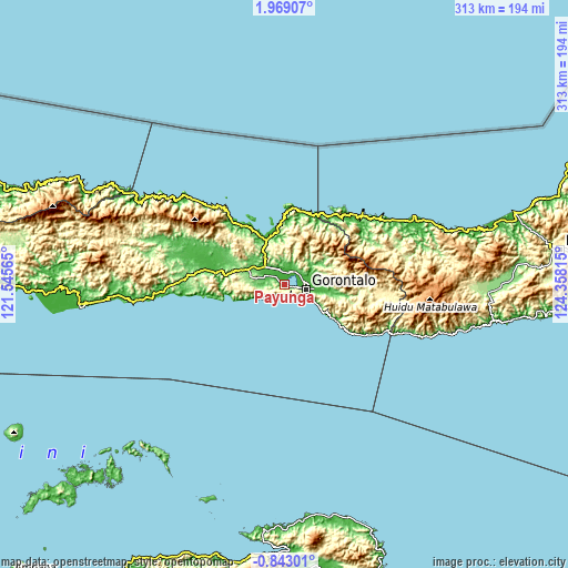 Topographic map of Payunga