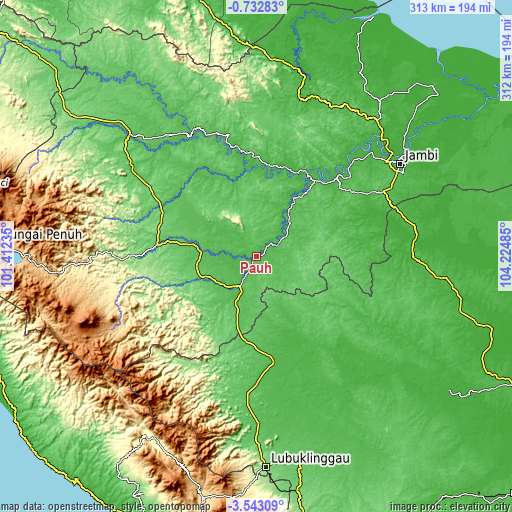 Topographic map of Pauh