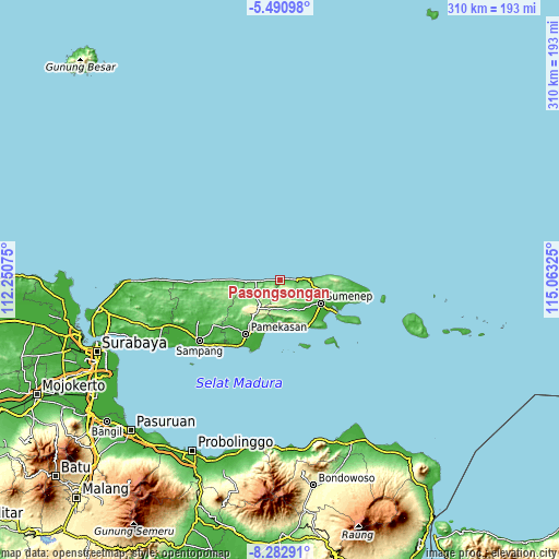 Topographic map of Pasongsongan