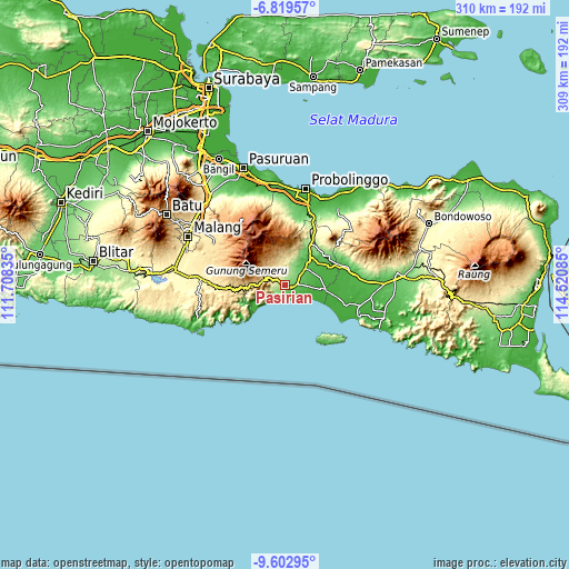 Topographic map of Pasirian