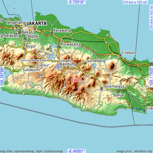 Topographic map of Paseh