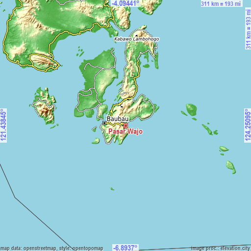 Topographic map of Pasar Wajo