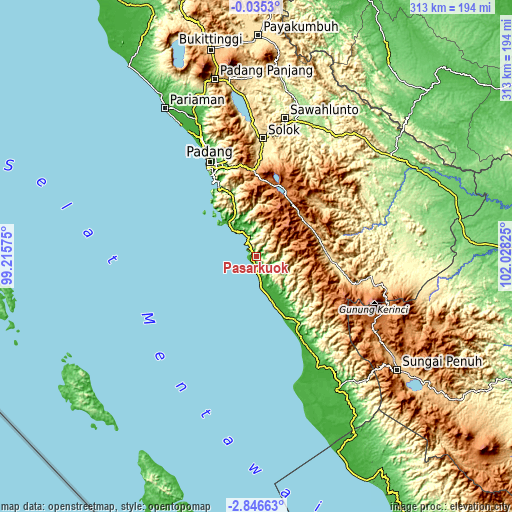 Topographic map of Pasarkuok