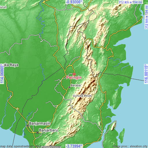 Topographic map of Paringin