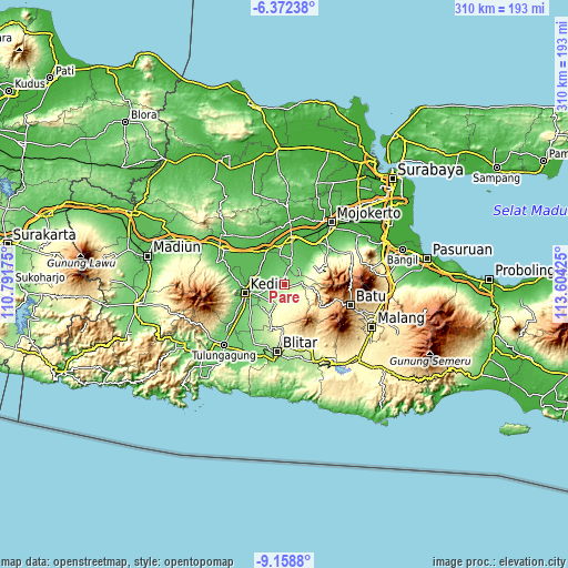 Topographic map of Pare