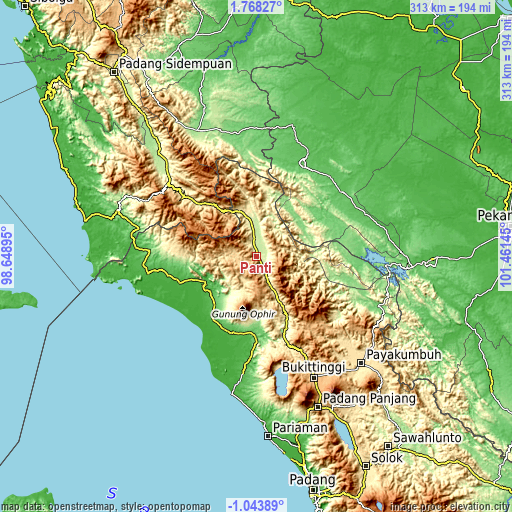 Topographic map of Panti