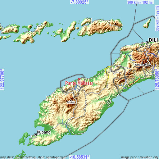 Topographic map of Pante Makasar