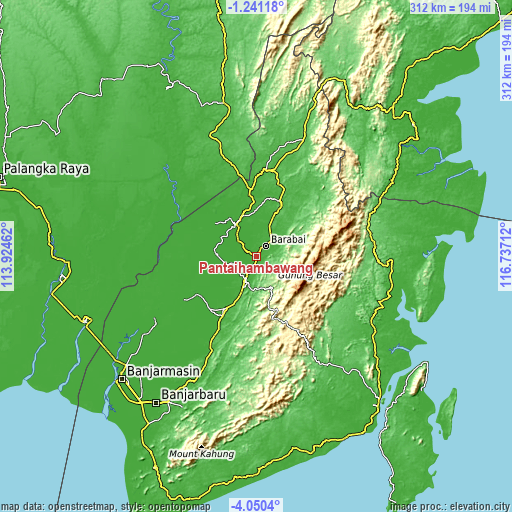 Topographic map of Pantaihambawang