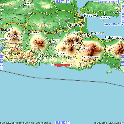 Topographic map of Panggungrejo