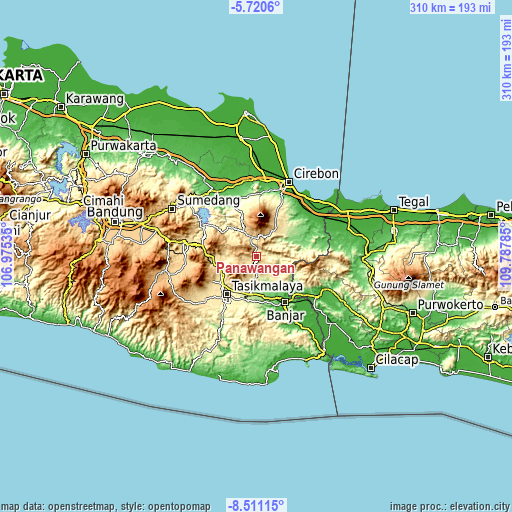 Topographic map of Panawangan