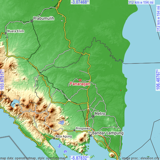 Topographic map of Panaragan