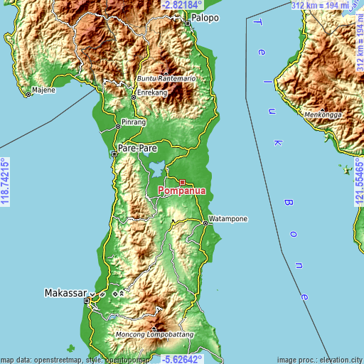 Topographic map of Pompanua