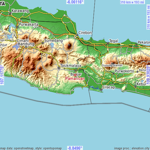 Topographic map of Pamarican