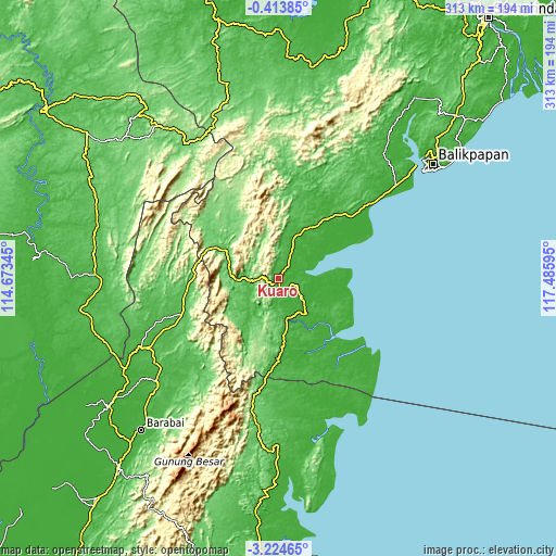 Topographic map of Kuaro