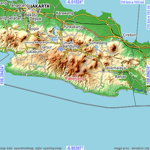 Topographic map of Pakenjeng