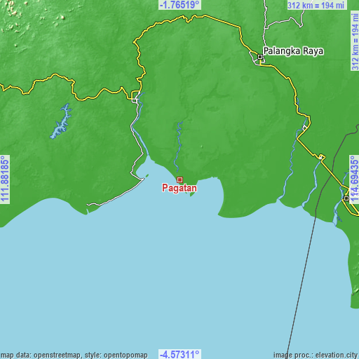 Topographic map of Pagatan