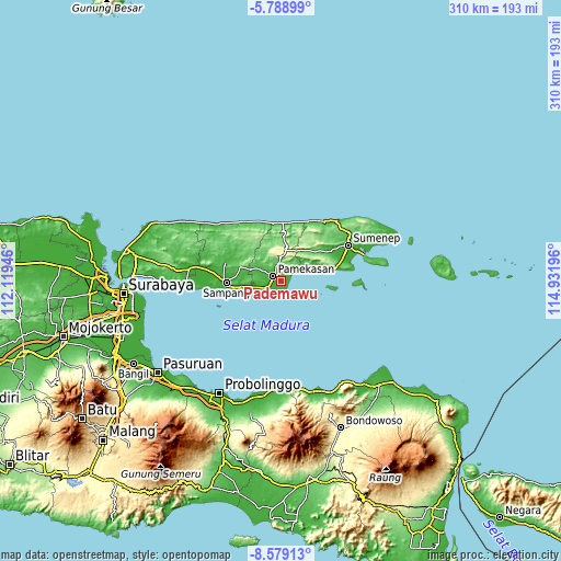 Topographic map of Pademawu