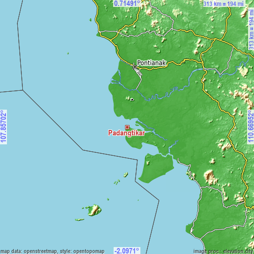 Topographic map of Padangtikar