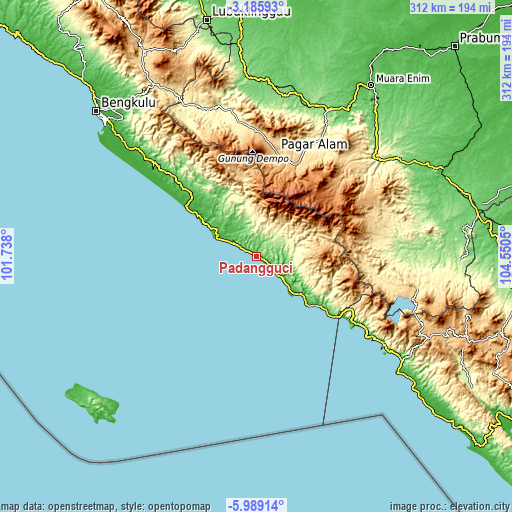 Topographic map of Padangguci