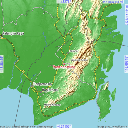 Topographic map of Padangbatung