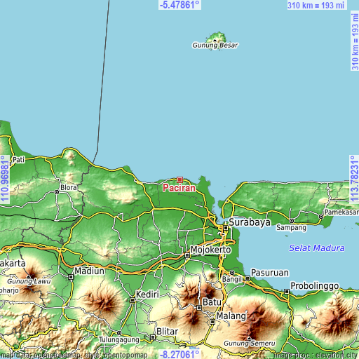 Topographic map of Paciran