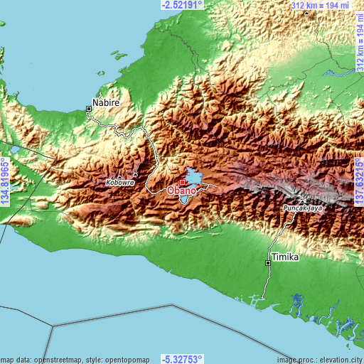 Topographic map of Obano
